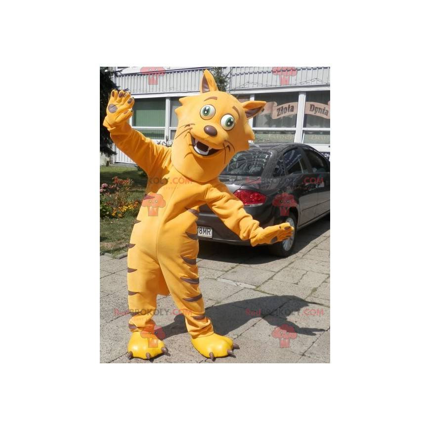 Mascote de gato laranja muito engraçado. Mascote felino -
