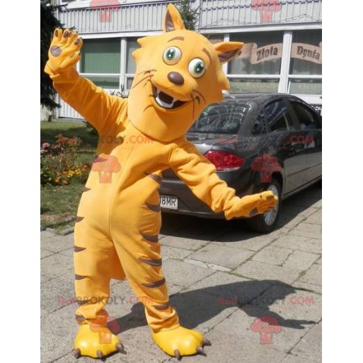 Mascote de gato laranja muito engraçado. Mascote felino -