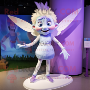 Lavender Tooth Fairy mascot costume character dressed with a Bermuda Shorts and Hairpins