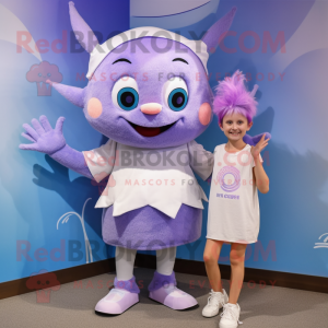 Lavender Tooth Fairy mascot costume character dressed with a Bermuda Shorts and Hairpins