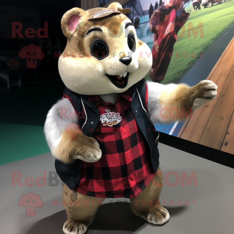 nan Flying Squirrel mascot costume character dressed with a Flannel Shirt and Gloves nan Flying Squirrel mascot costume character dressed with a Flannel Shirt and Gloves