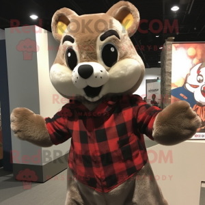 nan Flying Squirrel mascot costume character dressed with a Flannel Shirt and Gloves