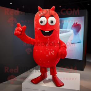 Red Ice mascot costume character dressed with a Dress Shirt and Mittens