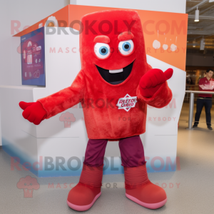 Red Ice mascot costume character dressed with a Dress Shirt and Mittens