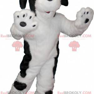 Blød og behåret sort-hvid hundemaskot - Redbrokoly.com