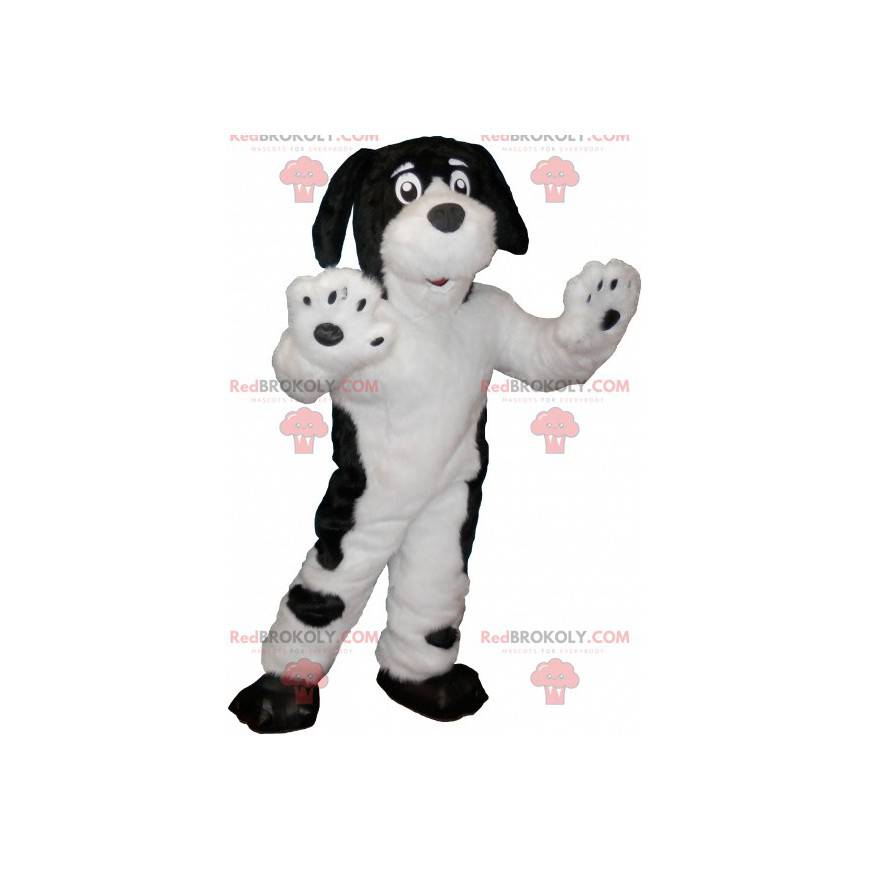 Mascote cão preto e branco macio e peludo - Redbrokoly.com