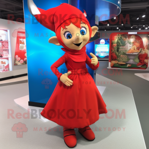 Red Elf mascotte kostuum...
