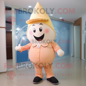 Peach Ice Cream mascot costume character dressed with a Capri Pants and Berets