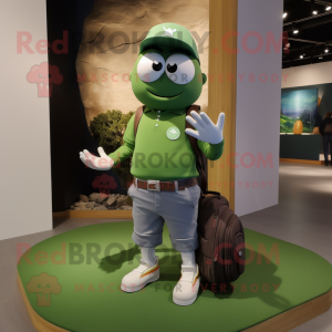 Olive Golf Bag mascot costume character dressed with a Boyfriend Jeans and Smartwatches