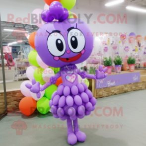 Lavender Heart Shaped Balloons mascot costume character dressed with a Dress and Bracelets