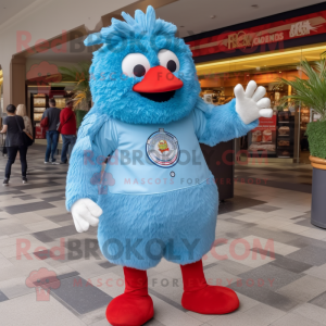 Sky Blue Chicken Parmesan mascot costume character dressed with a Rash Guard and Cummerbunds