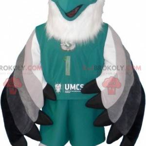 Mascotte d'aigle de vautour blanc vert gris et noir -