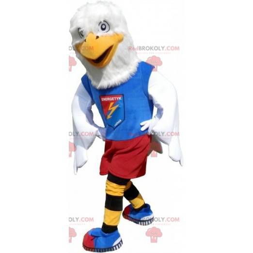 Mascotte Aquila vestita con un abito sportivo. Mascotte