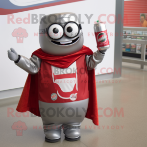 Silver Bottle Of Ketchup mascot costume character dressed with a Moto Jacket and Reading glasses