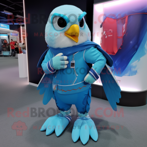 Sky Blue Hawk maskot drakt...