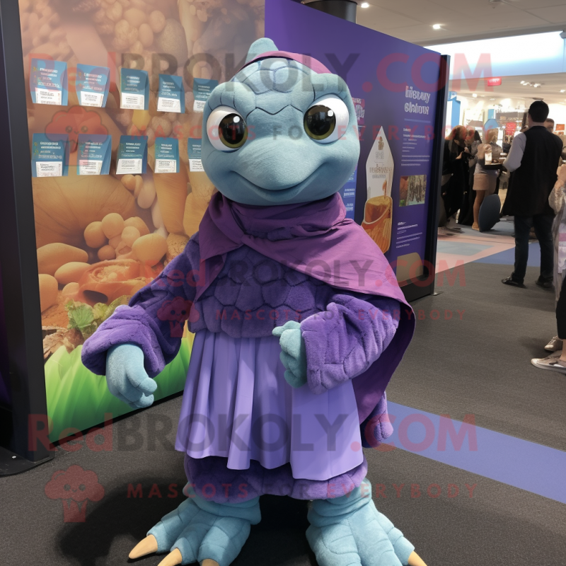 Lavender Turtle mascot costume character dressed with a Dress and Scarf clips