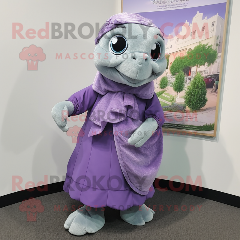 Lavender Turtle mascot costume character dressed with a Dress and Scarf clips Lavender Turtle mascot costume character dressed with a Dress and Scarf clips