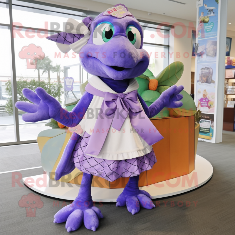 Lavender Turtle mascot costume character dressed with a Dress and Scarf clips