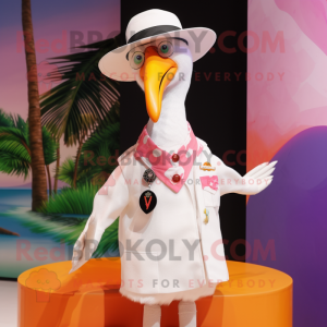 Vit Flamingo maskot kostym...