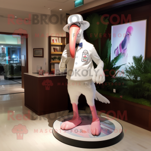 Vit Flamingo maskot kostym...