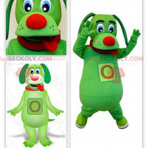 Green dog mascot sticking out its tongue - Redbrokoly.com