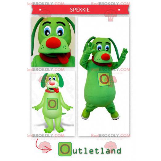 Mascote cachorro verde mostrando a língua - Redbrokoly.com