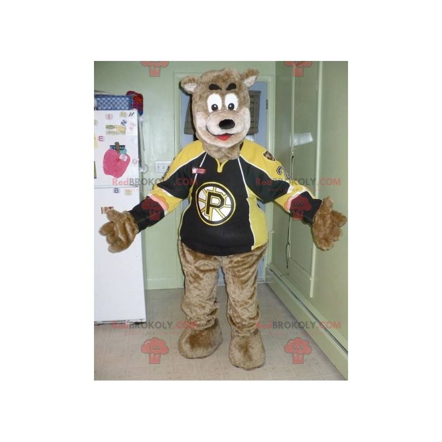 Brown bear mascot in sportswear - Redbrokoly.com