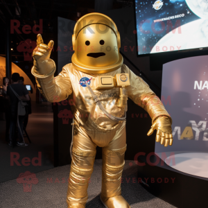 Gold Astronaut maskot drakt...