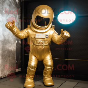 Gold Astronaut maskot drakt...