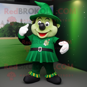 Forest Green Magician mascot costume character dressed with a Rugby Shirt and Shoe clips