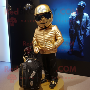 Gold Golf Bag maskot kostym...