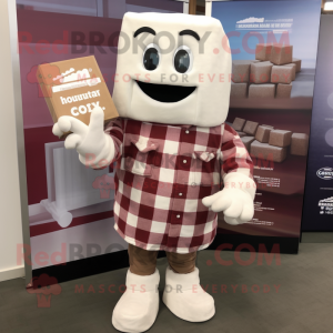 White Chocolate Bars mascot costume character dressed with a Flannel Shirt and Keychains