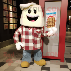 White Chocolate Bars mascot costume character dressed with a Flannel Shirt and Keychains