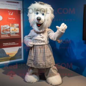 Silver Shepard'S Pie mascot costume character dressed with a Culottes and Cufflinks