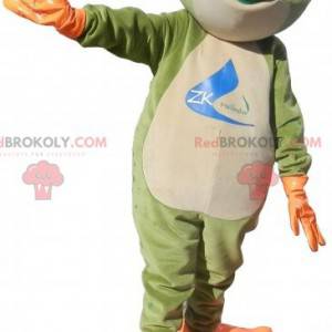 Mascotte de grenouille verte orange et blanche - Redbrokoly.com