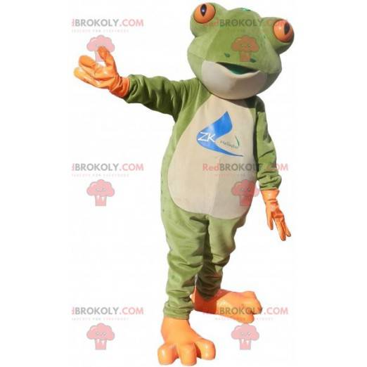 Orange und weißgrünes Froschmaskottchen - Redbrokoly.com