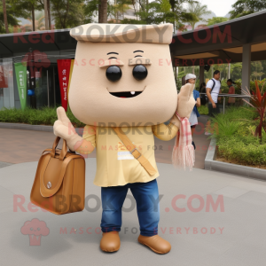 Beige Pad Thai mascot costume character dressed with a Bootcut Jeans and Handbags