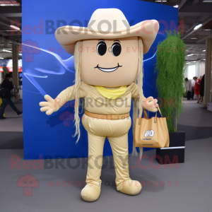 Beige Pad Thai mascot costume character dressed with a Bootcut Jeans and Handbags