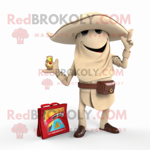 Beige Fajitas mascot costume character dressed with a Culottes and Wallets