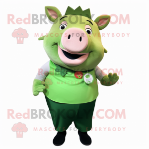 Olive Pig maskot kostym...