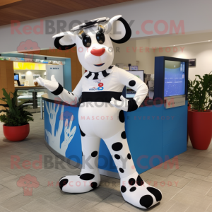 Hvit Holstein Cow maskot...