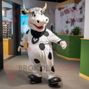 Hvit Holstein Cow maskot...