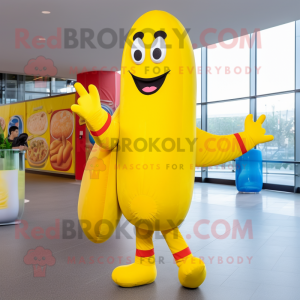 Citroengeel hotdog mascotte...