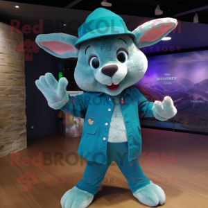 Teal Wild Rabbit mascotte...