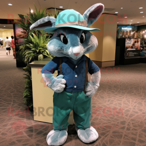 Teal Wild Rabbit mascotte...