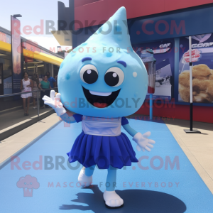 Blue Ice Cream mascot costume character dressed with a Mini Skirt and Wraps