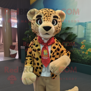 nan Cheetah mascot costume character dressed with a Poplin Shirt and Pocket squares