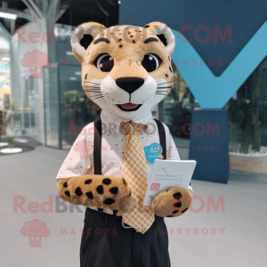 nan Cheetah mascot costume character dressed with a Poplin Shirt and Pocket squares