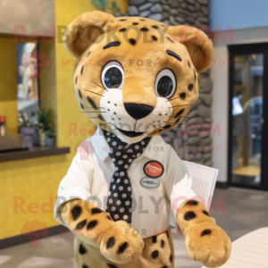 nan Cheetah mascot costume character dressed with a Poplin Shirt and Pocket squares