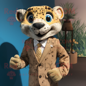 nan Cheetah mascot costume character dressed with a Poplin Shirt and Pocket squares